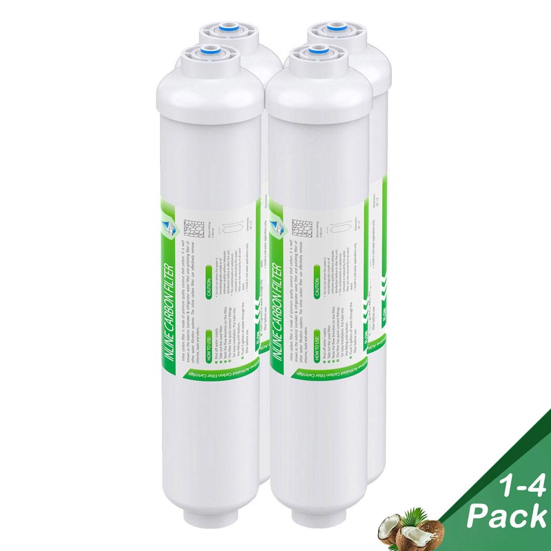 1-4Pack 10″x2″ T33 Inline Post Carbon Water Filter 1/4″ Quick Connect for Fridge