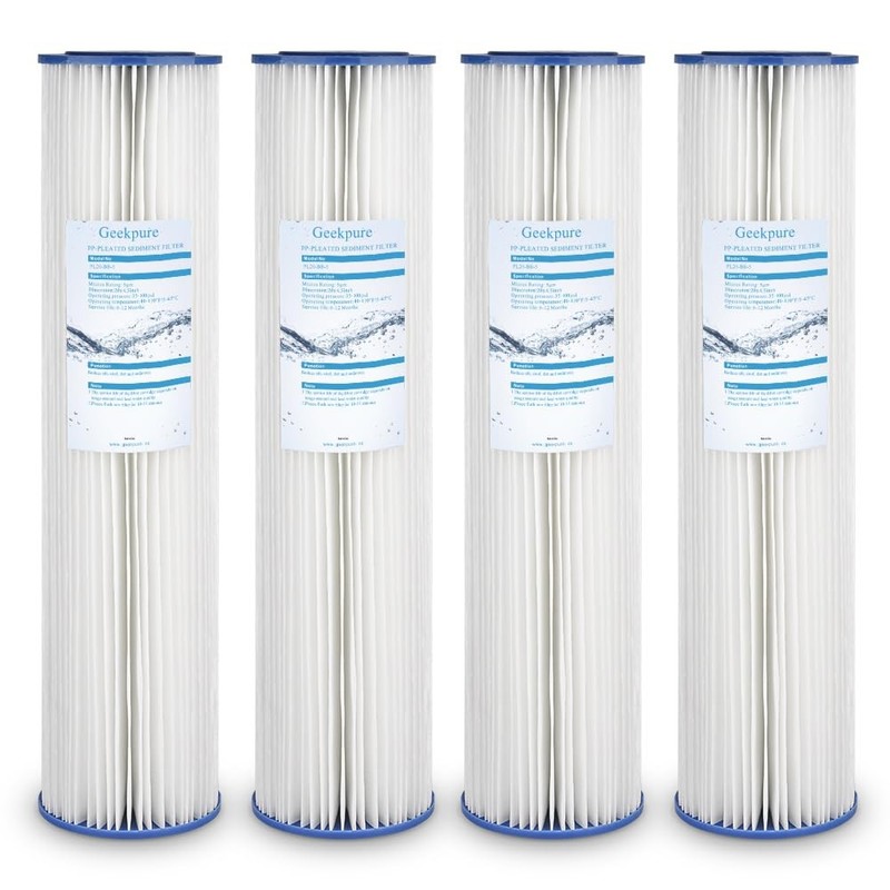 Whole House Pleated PP Polypropylene Sediment -4.5″ x 20″-5 Micron -Pack of 4