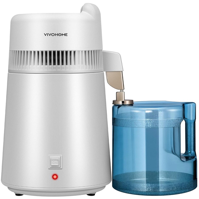 6L Water Distiller Purifier Machine Countertop 900W with Smart Switch 1.3 L/H