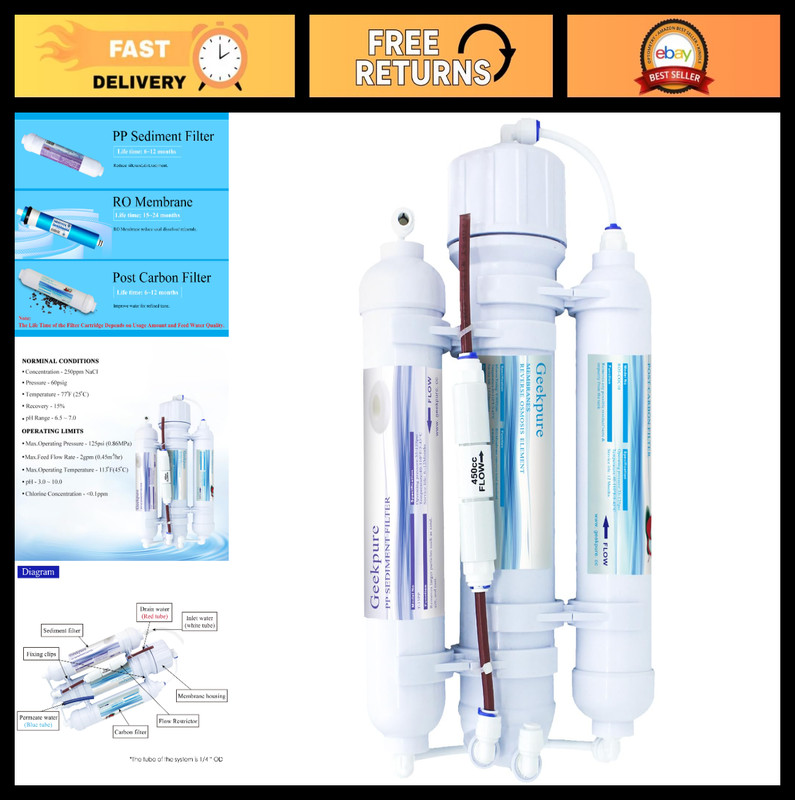 3-Stage Portable Aquarium RO Water Filter System – 100 GPD Reverse Osmosis Syste