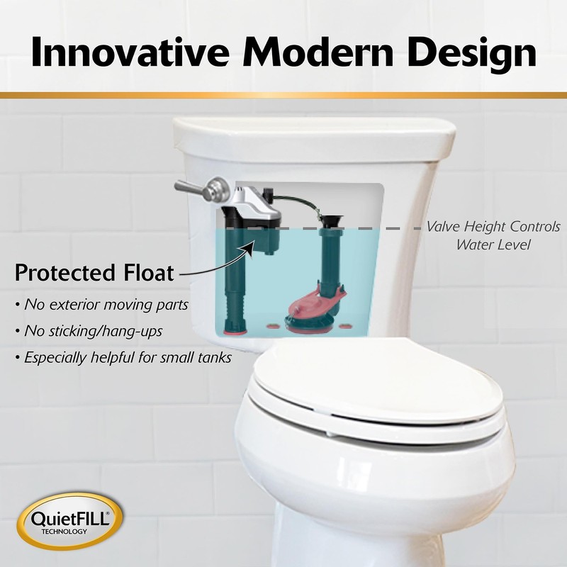 QuietFILL Platinum Toilet Fill Valve Universal Fits 99% of Toilets Easy Hei... gallery