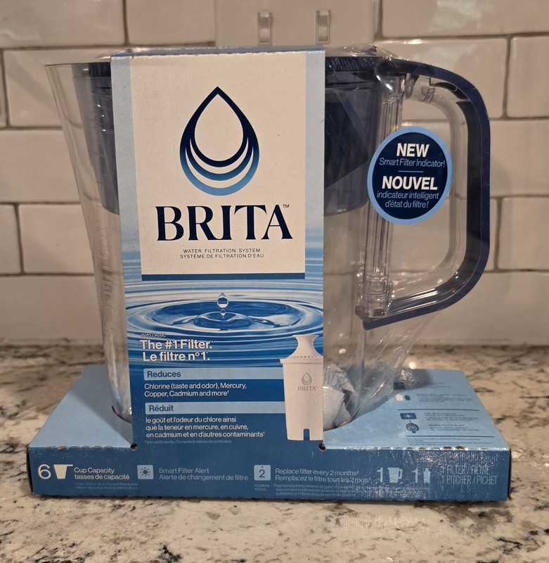 NEW SEALED Brita Denali 6-Cup Water Filter Pitcher – Blue Lid – Model 0B62/0B03