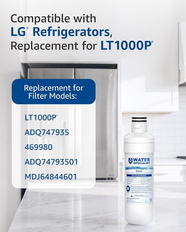 Waterspecialist Refrigerator Water Filter Replacement for LG® LT1000P®, 3 Combo gallery