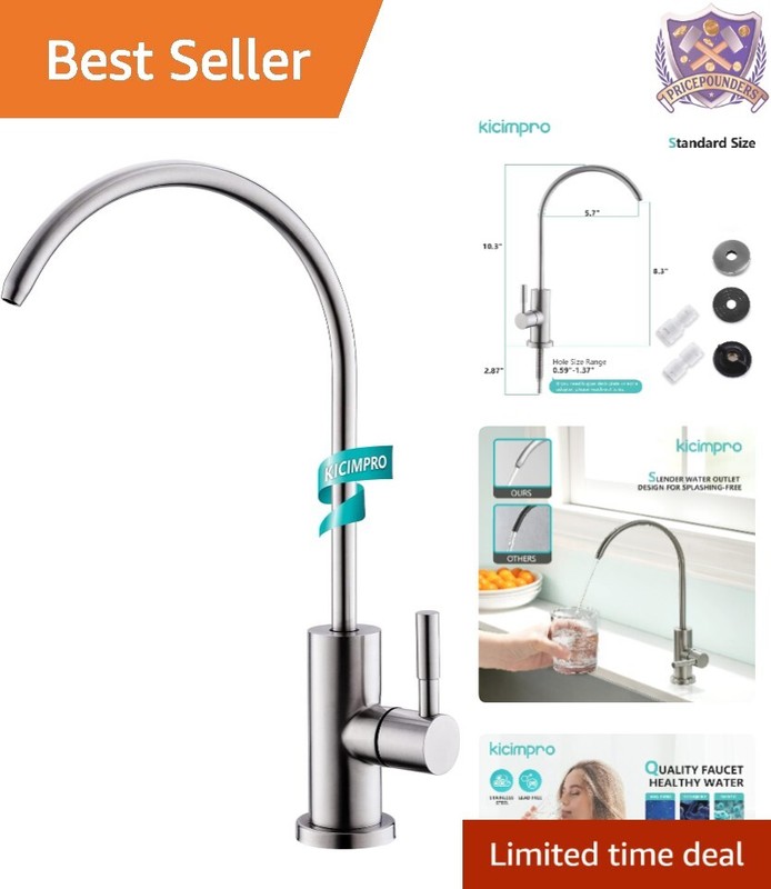 Water Filter Faucet Stainless Steel Single Hole Lead-Free Brushed Nickel Kitchen