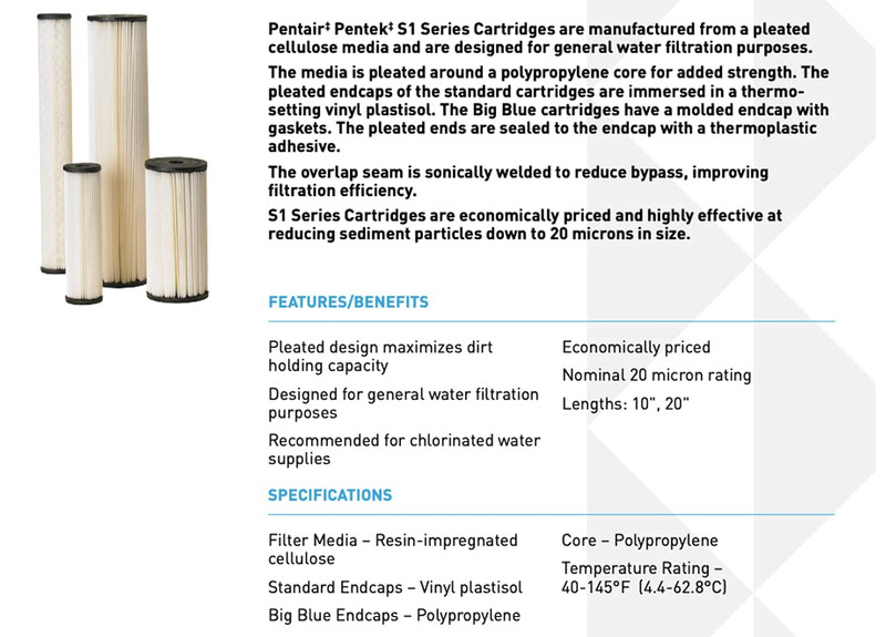 Pentair S1-BB Big Blue Sediment Water Filter, 10-Inch, Whole House Heavy Duty P gallery