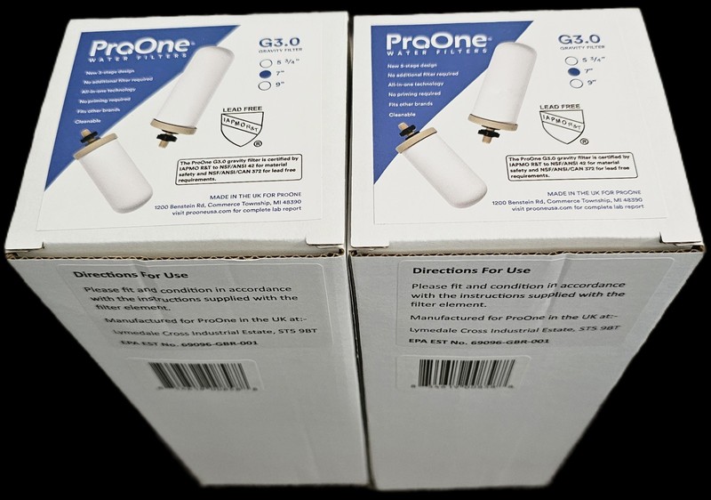 ProOne 7 inch G3.0 Gravity Water Filter NEW ( 2 Pack )