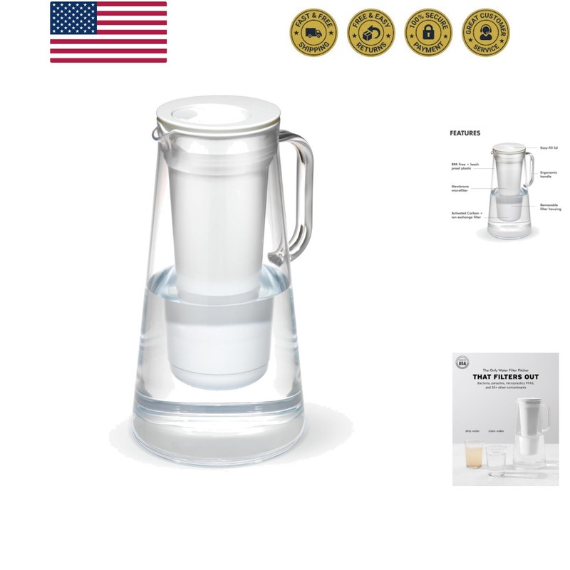 Home – Water Filter Pitcher, 7-Cup, White, BPA Free Designed for Everyday Pro…