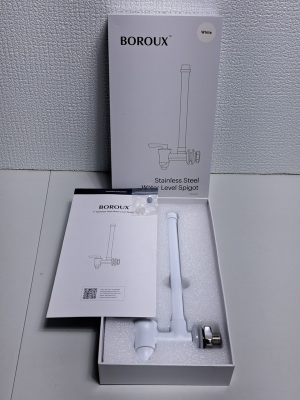 Boroux BX-SS-WVS-7-WH White Stainless Steel 7in Water Level Spigot