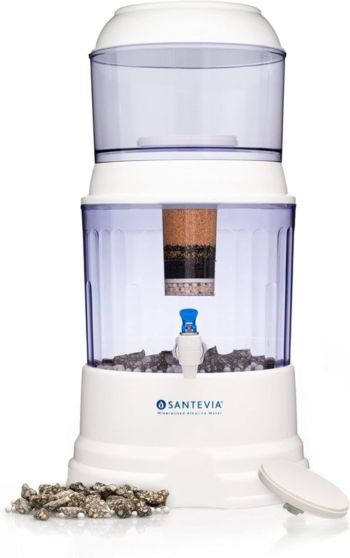 Alkaline Gravity Water Filter | Removes Chlorine & Fluoride | Countertop Model