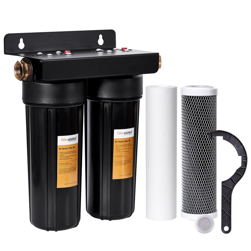 «Dual RV Water Filter System with Brass Fittings – Reduces Sediment & Odors»