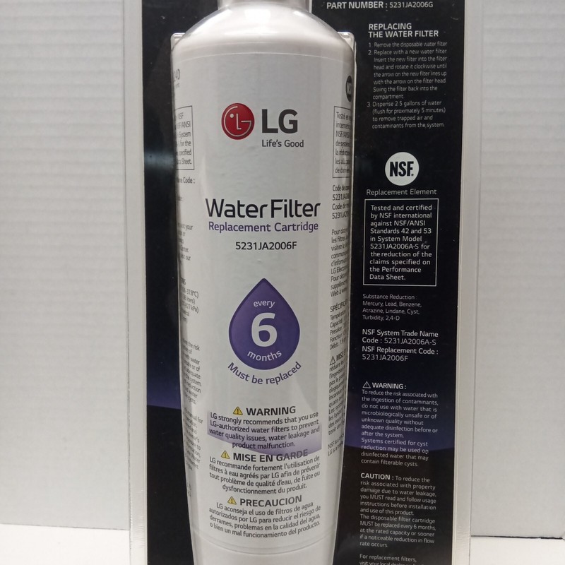 LG LT600P Refrigerator Water Filter Cartridge -5231JA2006F White- New