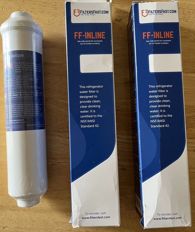 NEW Water Filter Refrigerator 2 FF-INLINE-5 Purifier Quick Connect 1/4″ 10″x 2″