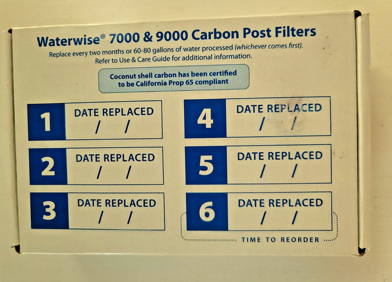 WATERWISE 7000 & 9000 Certified Carbon Post Filters Item#6506 6 Cups Coconut NEW