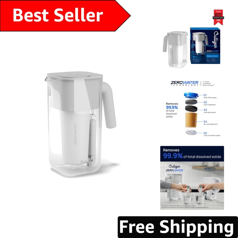 8-Cup Space-Saving Water Pitcher with ZeroWater Technology – Flawless Filtration
