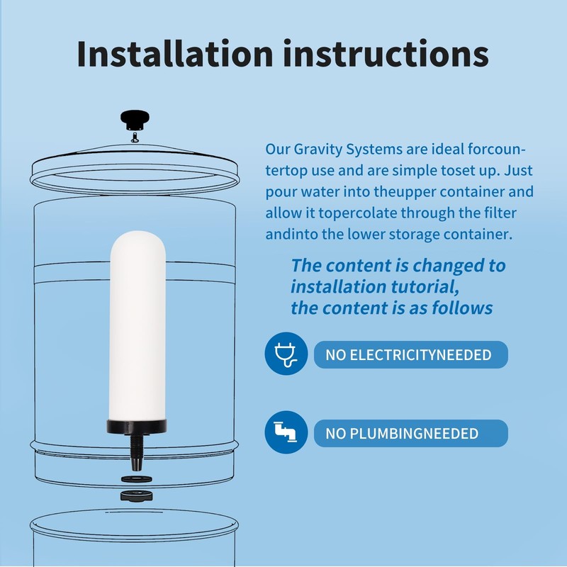 2 Pack 7in Ceramic Water Filter Candle Activated Carbon Gravity Filter System gallery