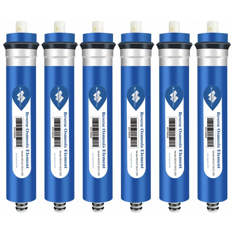 6 Pack 100/150 GPD RO Membrane Reverse Osmosis Purifier Water Filter Replacement