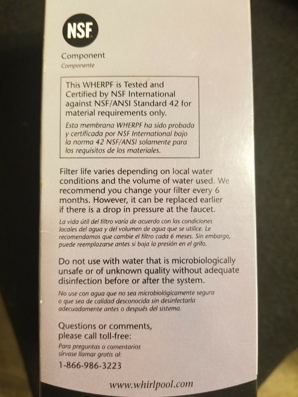 NIB Whirlpool Reverse Osmosis Replacement Filter Pack Model WHERPF gallery