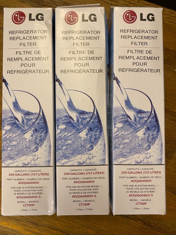 LG LT700P Refrigerator Water Filter 3 Pack NEW SEALED ADQ36006101 200gal