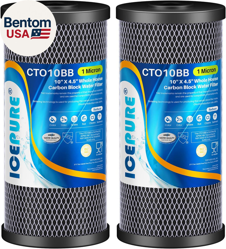 10"X4.5",1 Microns Whole House Sediment Activated Carbon Water Filter Compatible