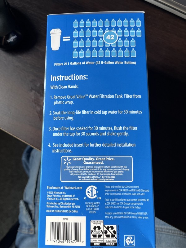 Great Value Water Filtration Tank Replacement Filter for GVRWFT [G4] 6months gallery