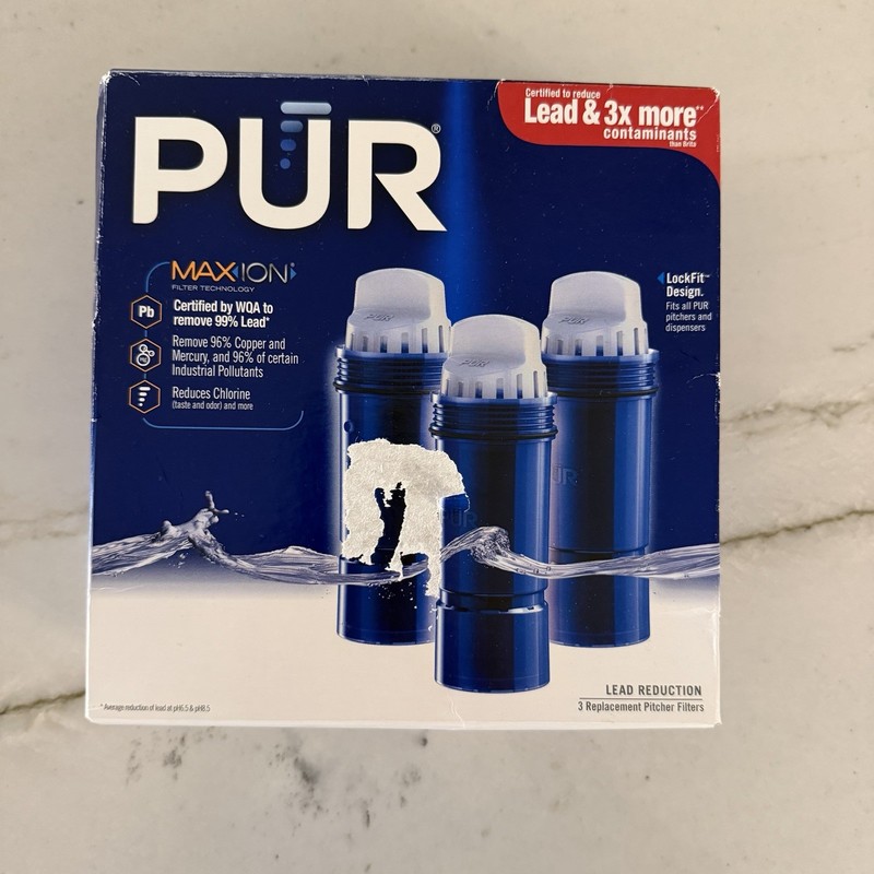 NEW PUR Max ion PPF951K 3X Replacement Filter 3 Count Blue Pitcher Dispenser
