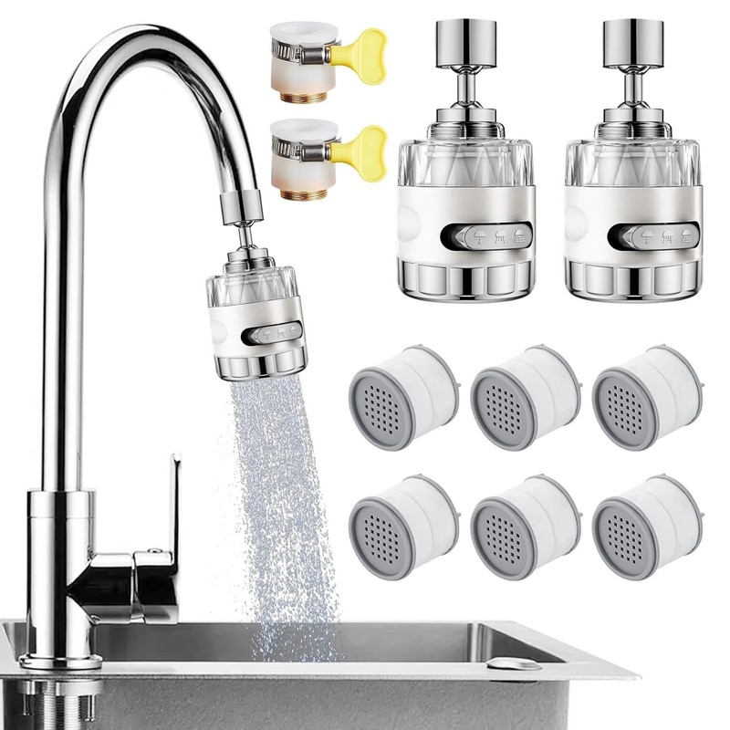 Paquete de 2 filtros de agua para grifo de fregadero, universales con rotación d