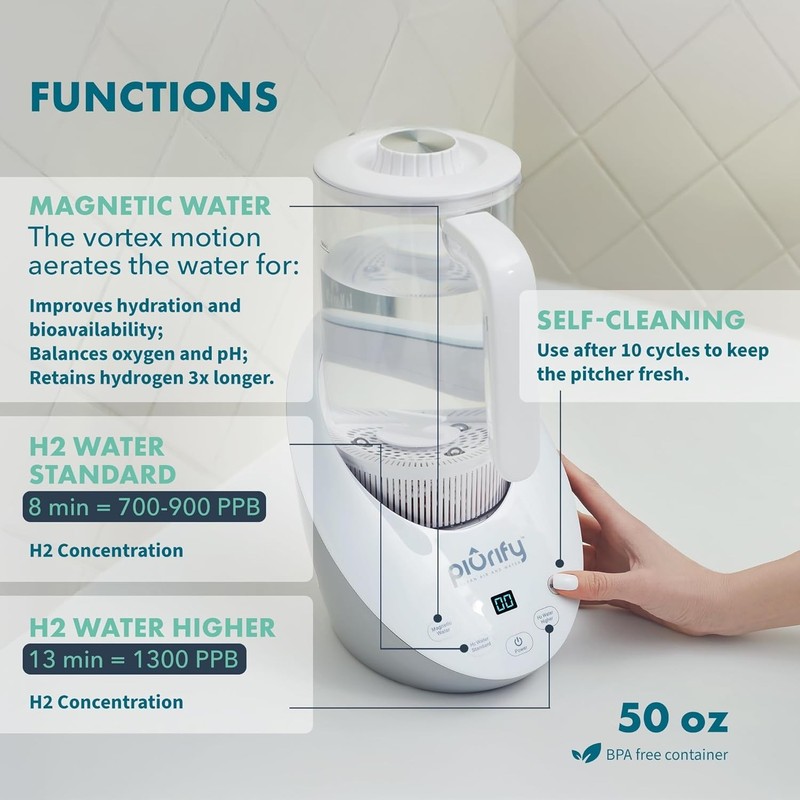 50 Oz Hydrogen Water Machine with Vortex | BPA Free Rich Hydrogen Water Gener... gallery