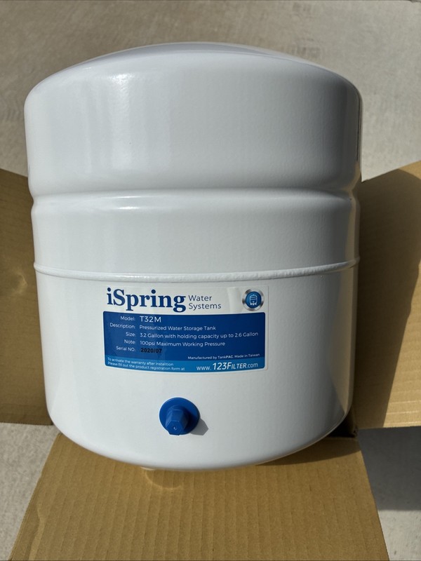 iSpring T32M Reverse Osmosis 4Gal Pressurized Water Storage Tank – White