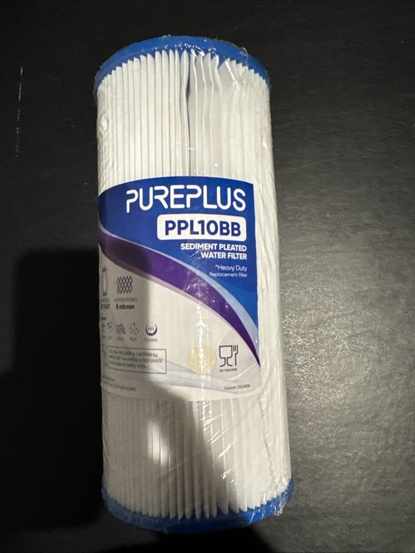 Pureplus PPL10BB Heavy Duty Sediment Pleated Water Filter 5 Micron 10″ x 4.5″