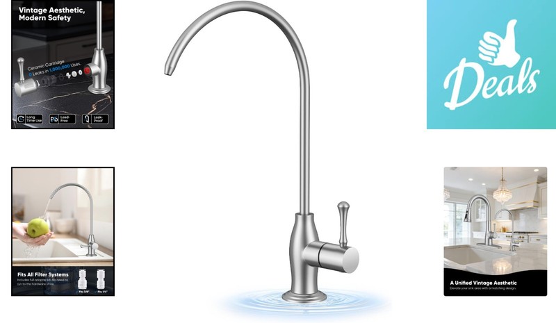 Brushed Nickel Vintage Kitchen Faucet - Ergonomic, Leak-Proof, Easy Installation gallery