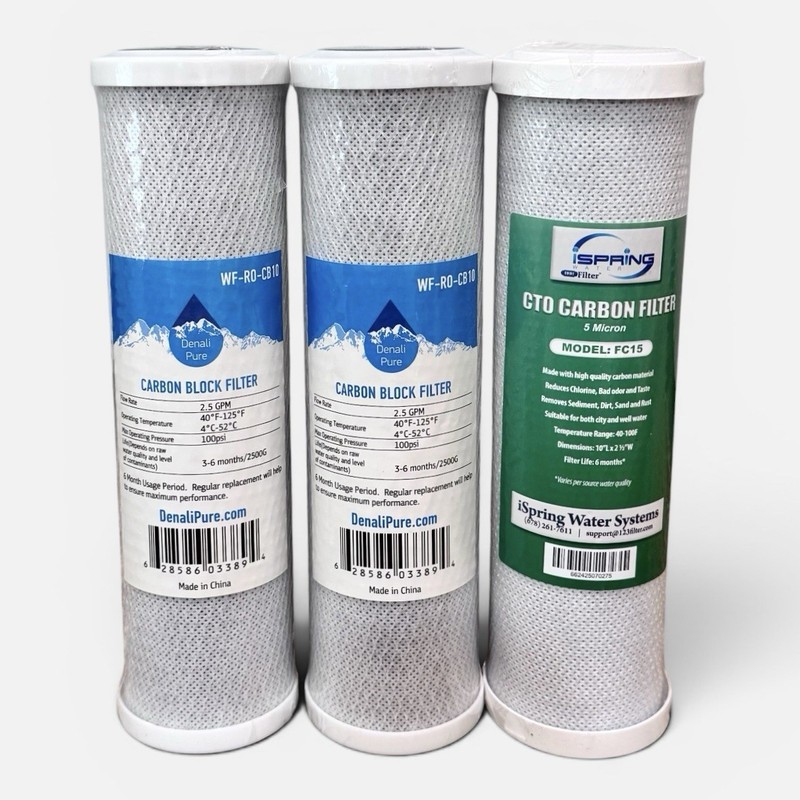 Lot of 3 Carbon Block Water Filters CTO Whole House RO DI Hydroponics 5µm 10×2.5
