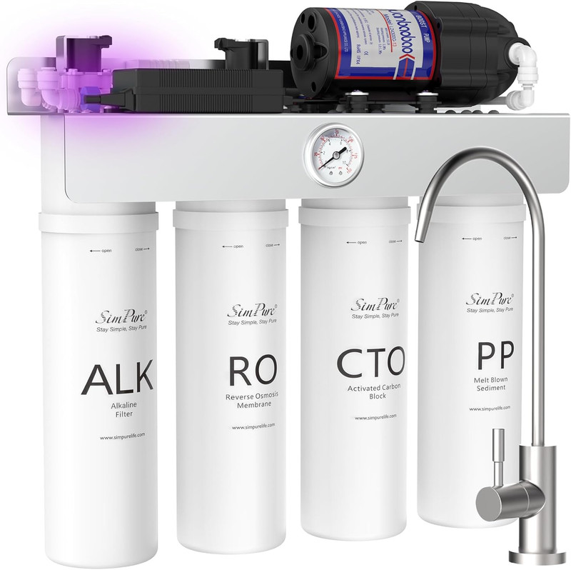 T1-400ALK Alkaline UV Reverse Osmosis System, NSF/ANSI 58 Certified, Tankless RO
