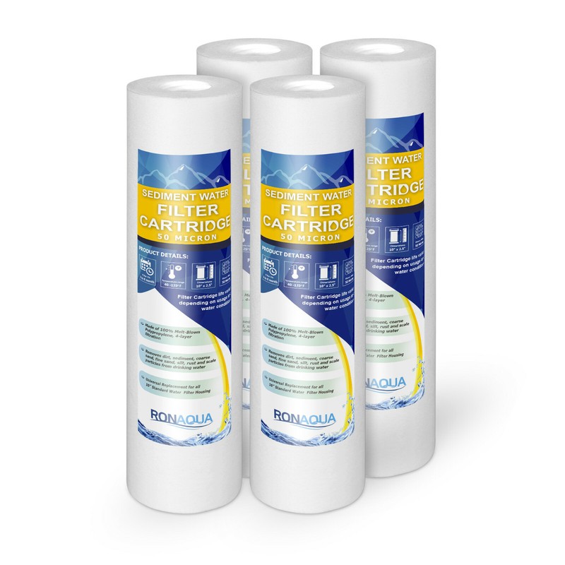 4 Sediment 50 Micron Water Filter Cartridges 2.5″ x 10″ for Reverse Osmosis
