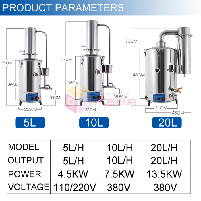 Electrothermal Stainless Water Distiller Distilled Purifier 5L/H Auto Electric gallery