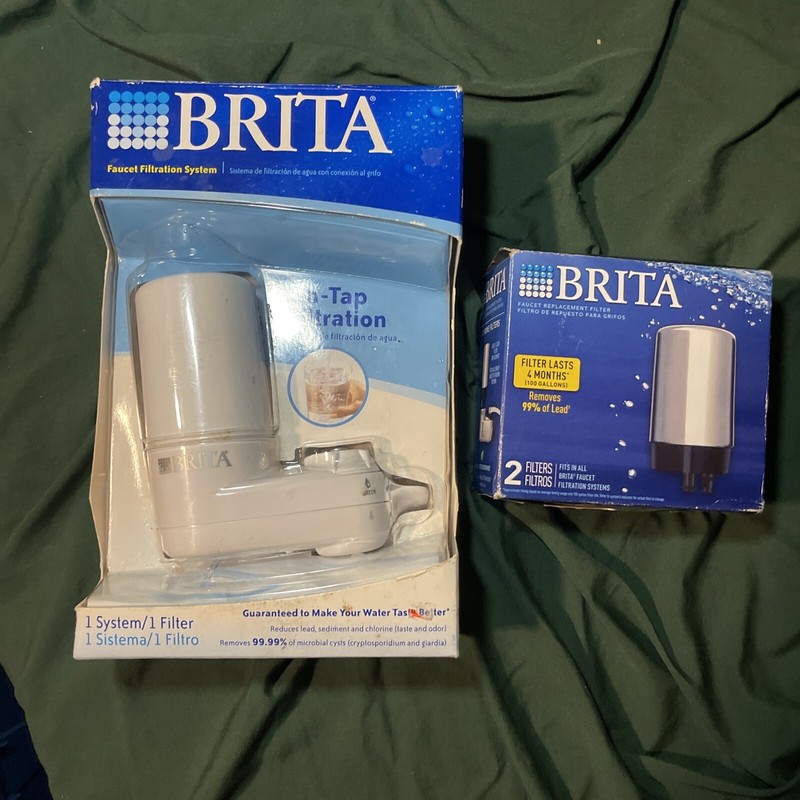 Brita 35214 Basic Tap Water Faucet Filtration System White W/ 2 Spare Filters