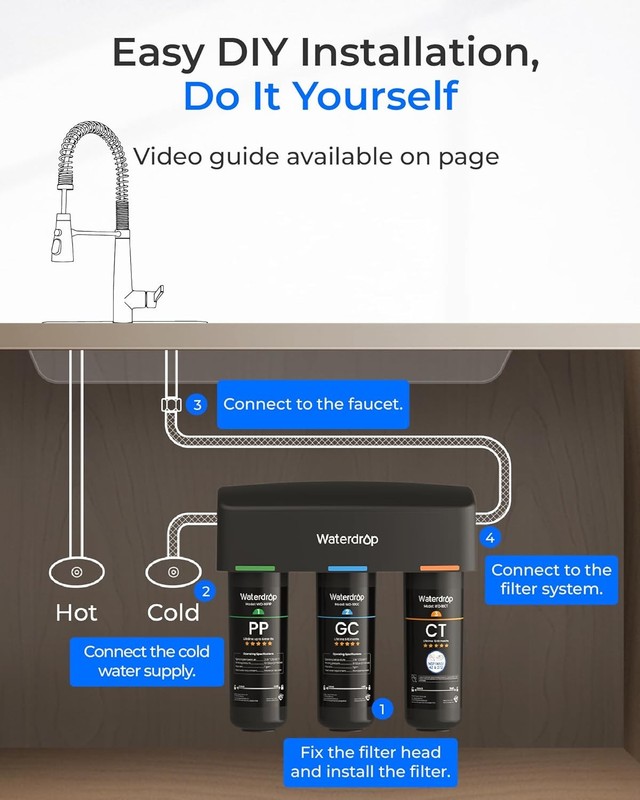 Waterdrop TSA 8 Layer Under Sink Water Filter System, Reduces PFAS, PFOA/PFOS gallery
