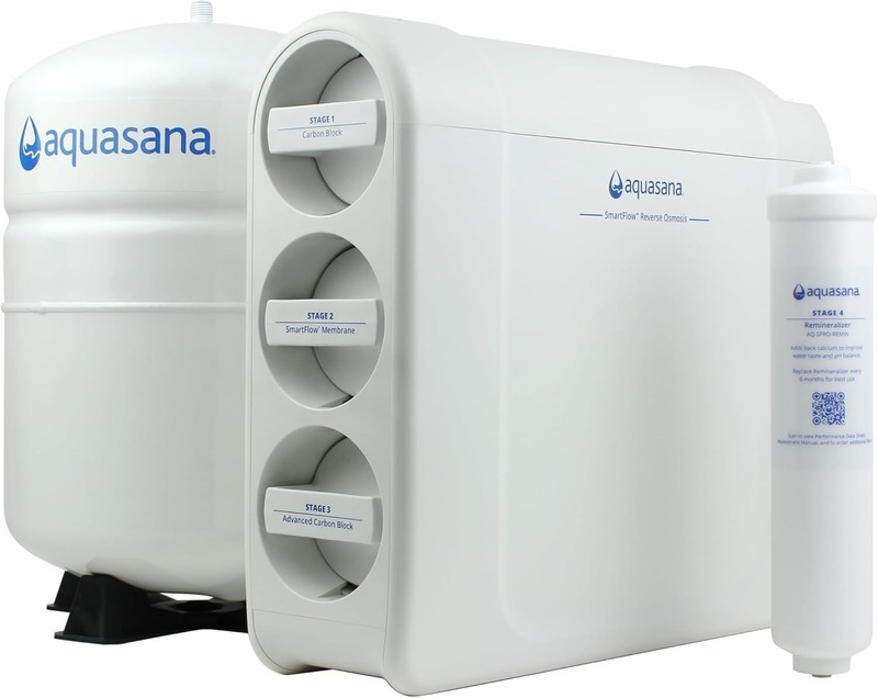 Aquasana SmartFlow Reverse Osmosis Water Filter Under Sink w/ Matte Black Faucet