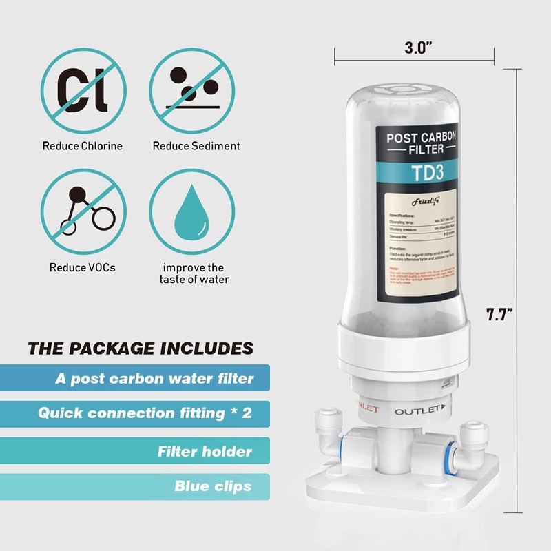 TD-3 Inline Water Filter, Fast Post Water Filter Removes Chlorine, VOCs & Odo... gallery