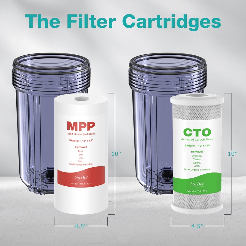 10x4.5" Big Blue 2-Stage Whole House Water Filter Filtration System Brass Port gallery