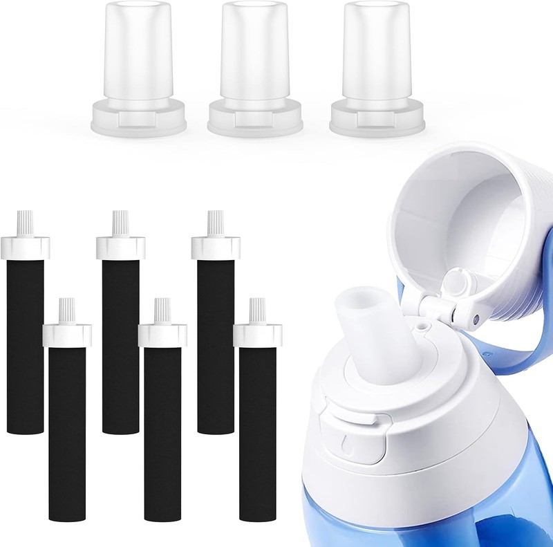 GLACIER FRESH Bite Valve and Filter Replacement for Brita Water Bottle -9 pack