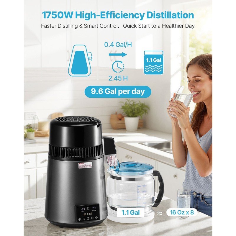 Uimoso 4L Countertop Water Purifier Machine 1750W Stainless Steel with Container gallery