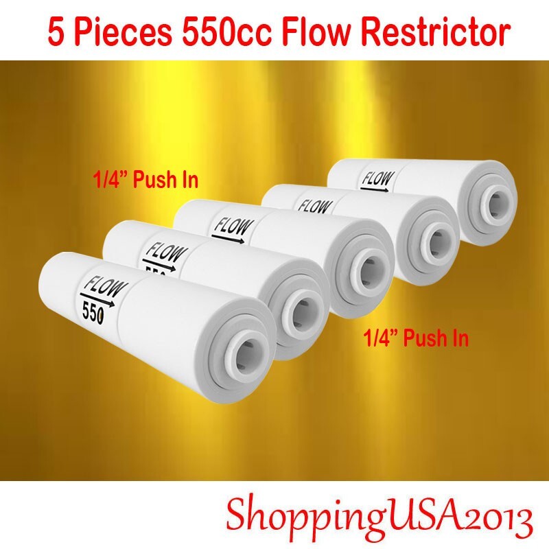 5 Pcs 550 ML Flow Restrictor Push In Quick Connect Under Sink RO Water Filter