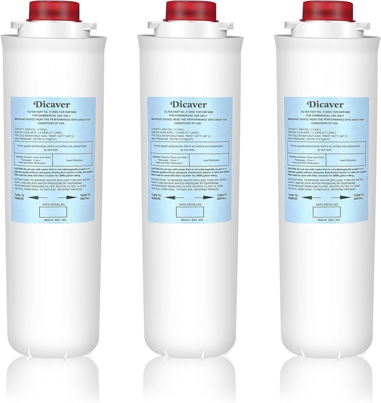 3pcs Elkay 51300C Filter Replacement – NSF/ANSI 42 Certified, High Capacity 3000