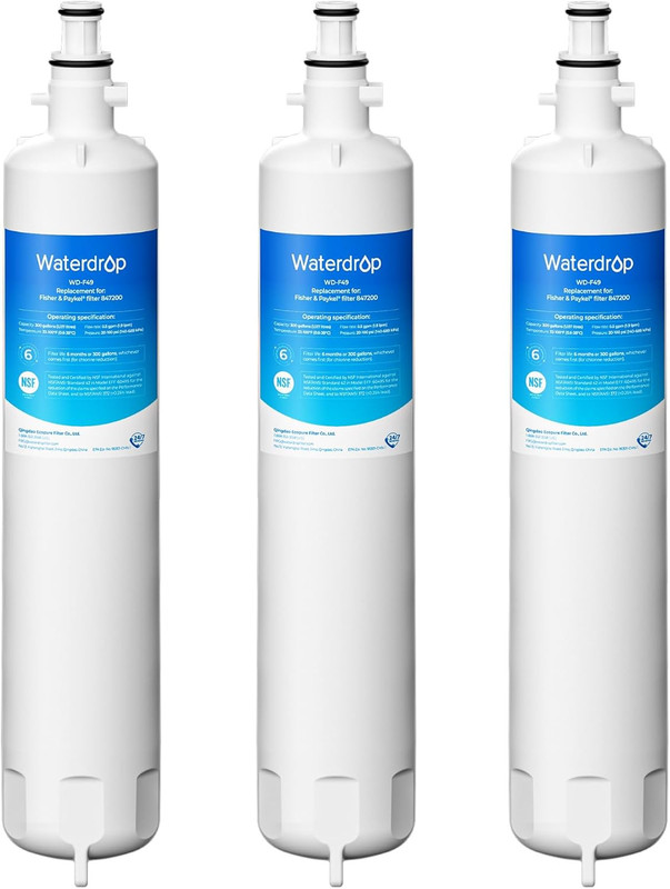 Fisher & Paykel 847200 Water Filter Replacement, 3 Pack, 6 Months, 300 Gallons