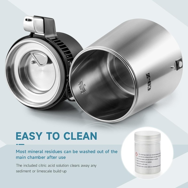 4L Stainless Steel Water Distiller with Glass Pot - Purifier for Clean Water gallery