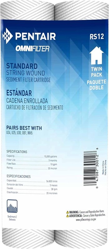 20 Micron Sediment Filter Cartridge - RS12 by Pentair, 10-Inch, 2-Pack gallery
