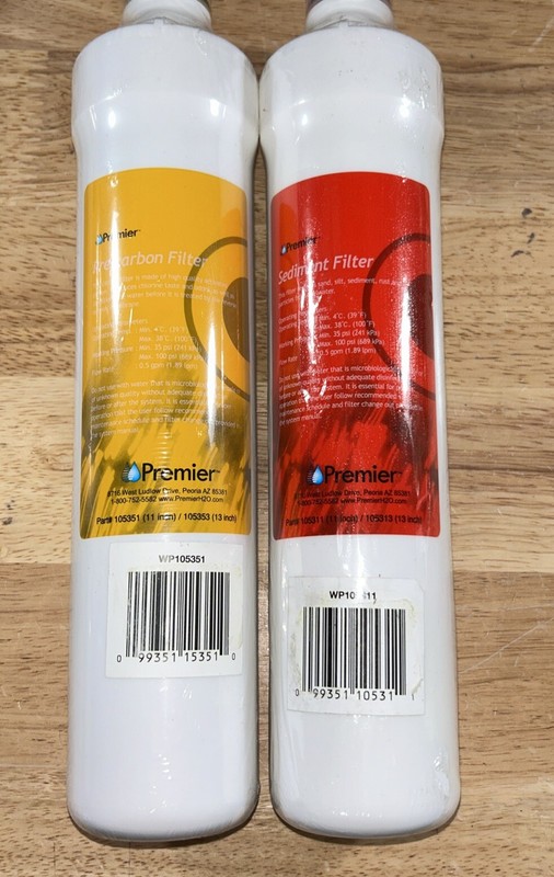 Premier Filters Pre-carbon (Yellow WP105351) & Sediment (Red WP105311) NEW!