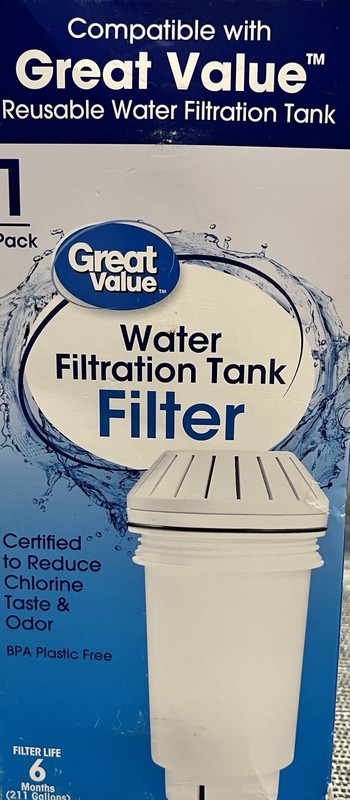 Great Value Water Tank Filter 6 Month Life Reduce Chlorine Taste & Odor BPA Free