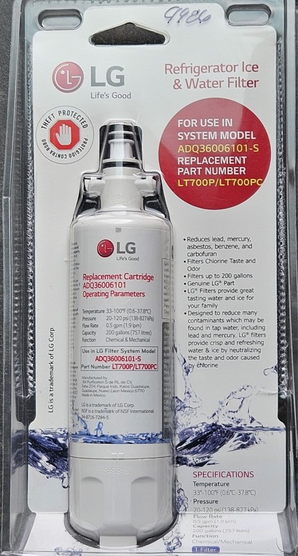 LG Refrigerator Water Filter ADQ36006101-S LT700P 200 Gallons Genuine New