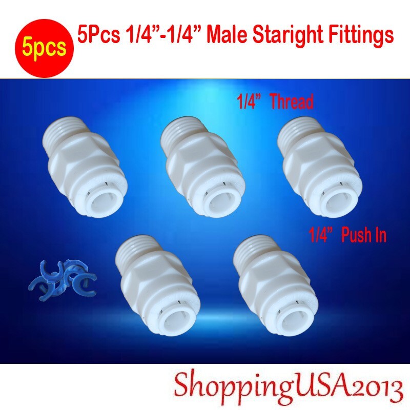 5 X 1/4″-1/4″ Male Thread Straight Fitting Connector Push In Quick Connect RO